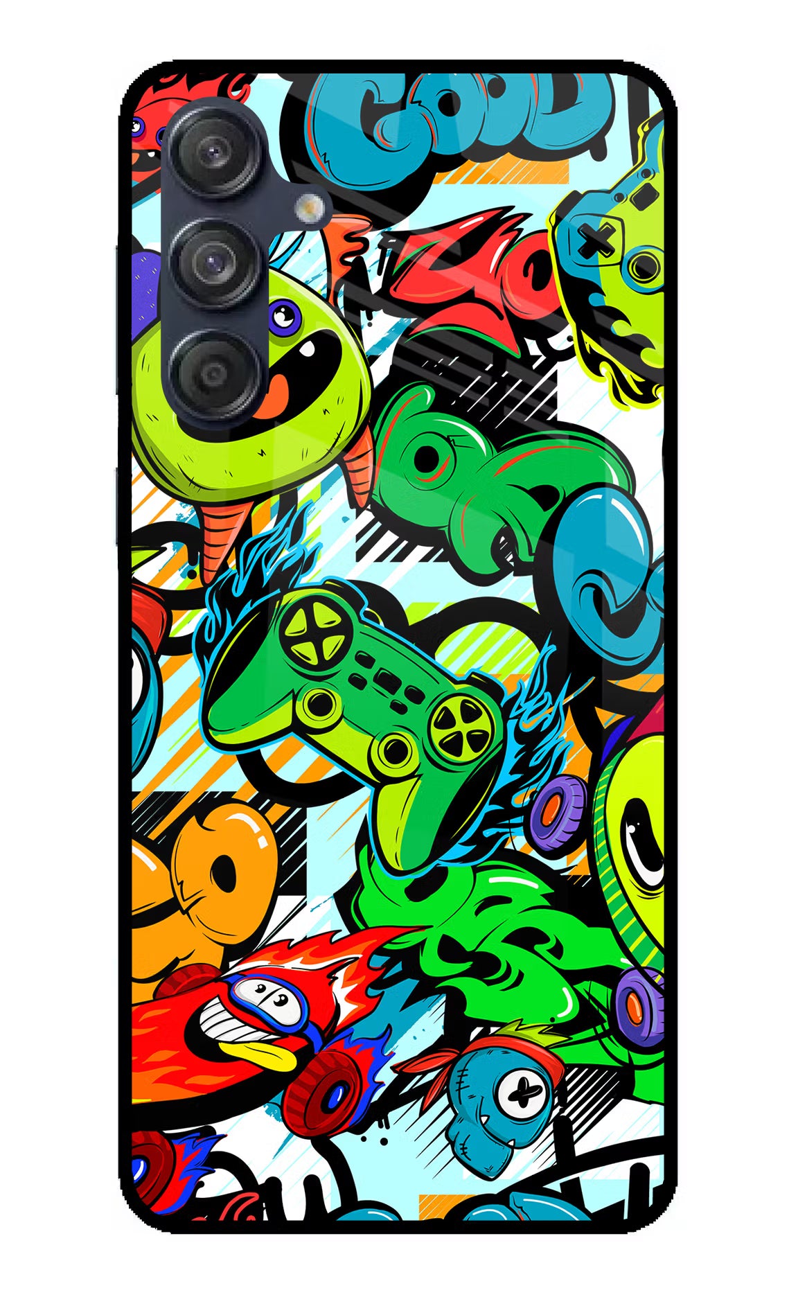 Game Doodle Samsung M55 5G Glass Case Back Cover by Casekaro