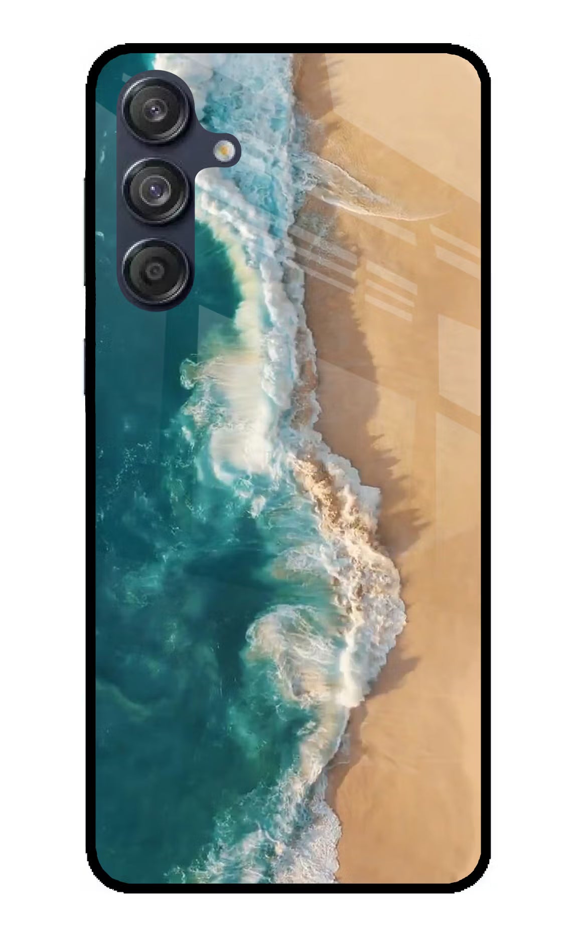 Ocean Beach Samsung M55 5G Glass Case Back Cover by Casekaro