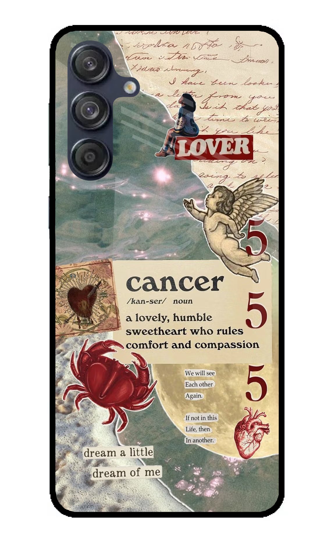 Cancer Zodiac Samsung M55 5G Glass Case Back Cover by Casekaro