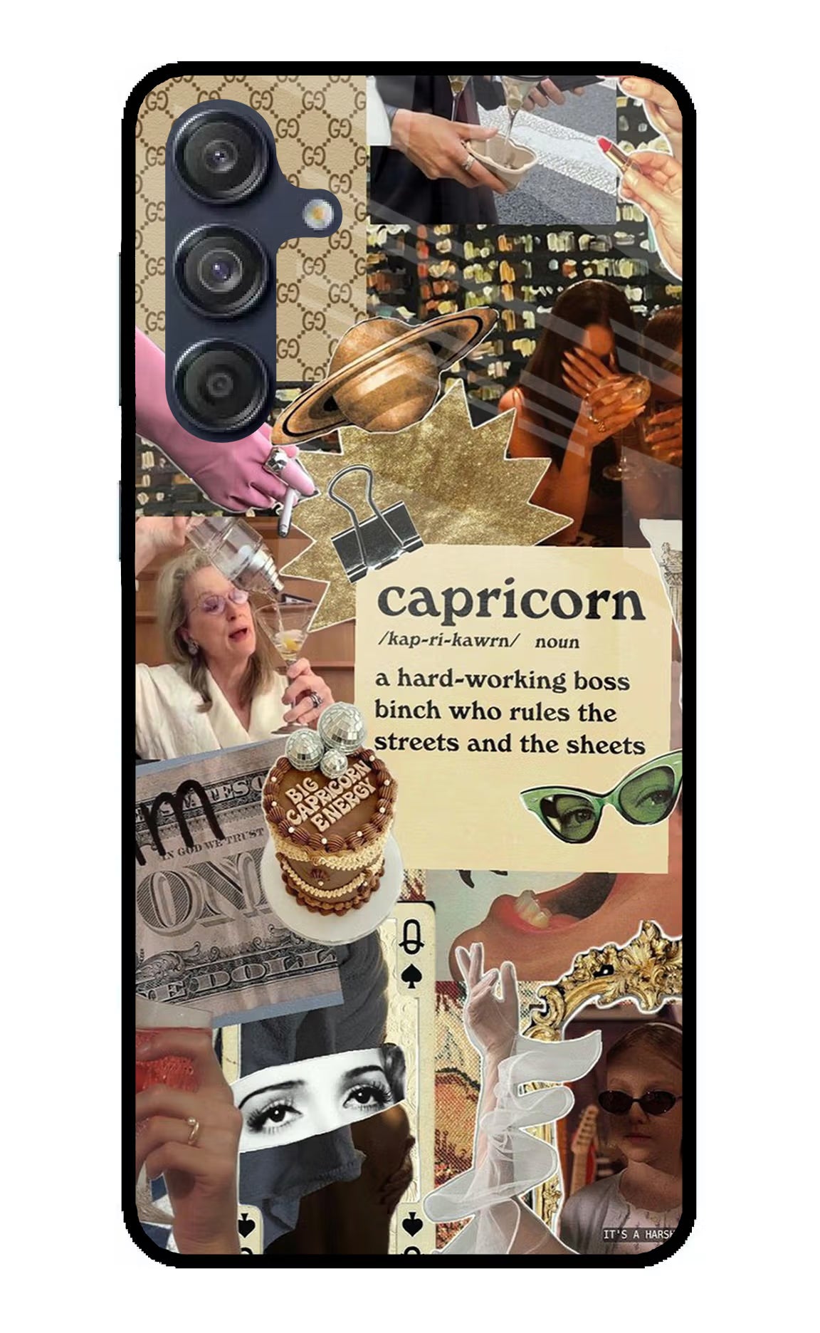 Capricorn Zodiac Samsung M55 5G Glass Case Back Cover by Casekaro