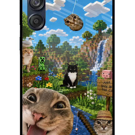 Minecraft Cat Chaos Samsung M55 5G Glass Case