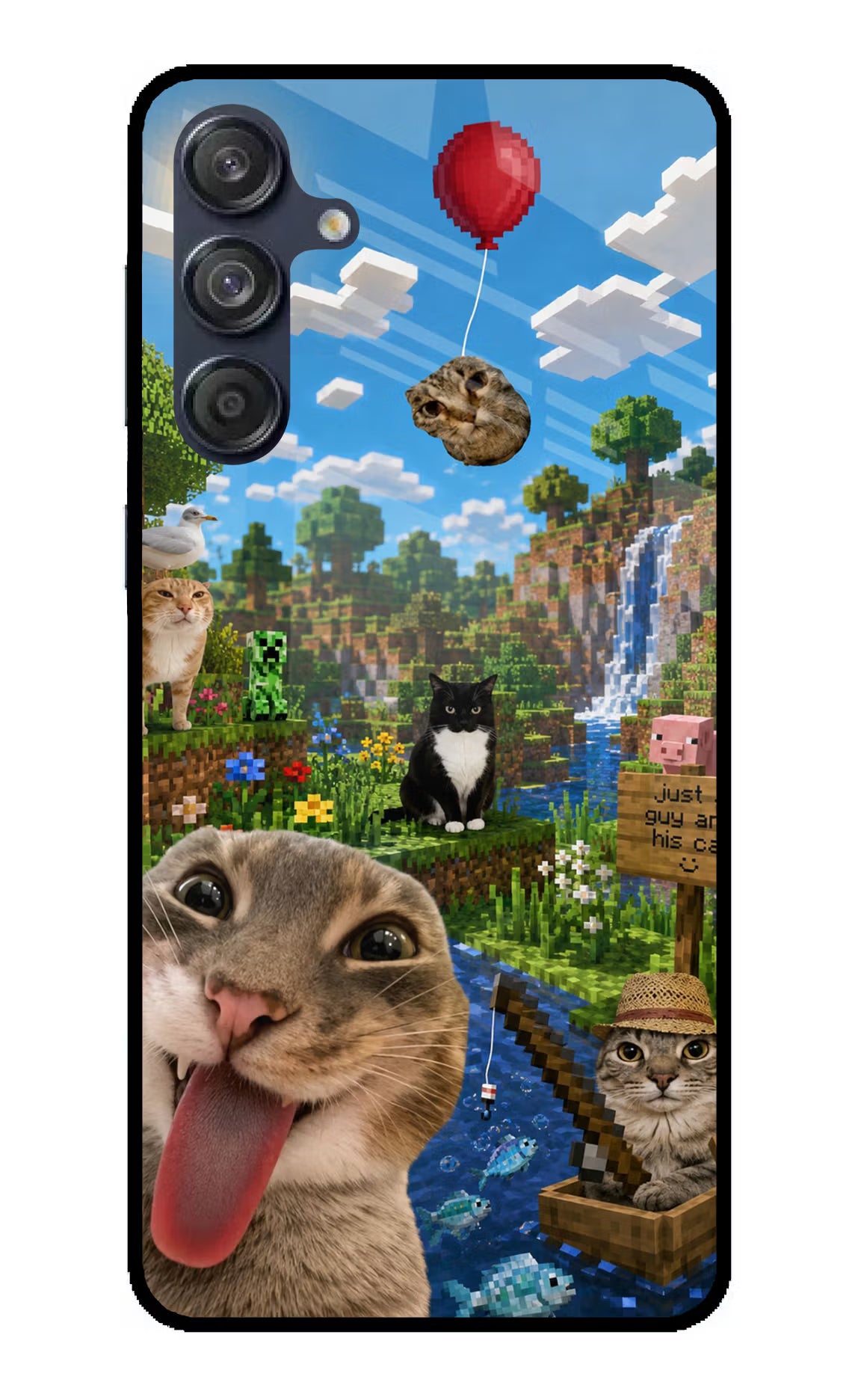 Minecraft Cat Chaos Samsung M55 5G Glass Case