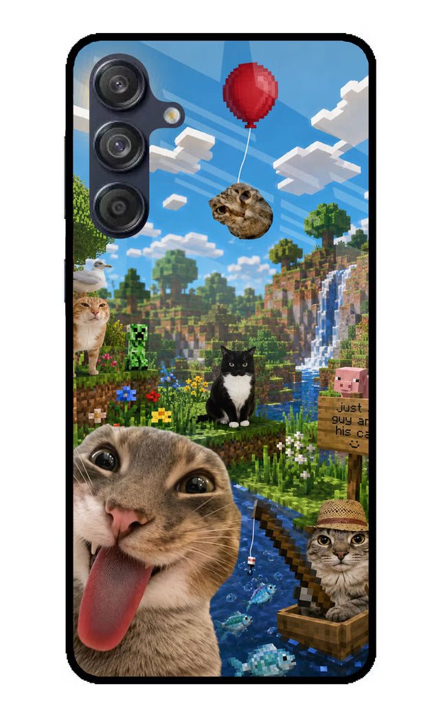 Minecraft Cat Chaos Samsung M55 5G Glass Case