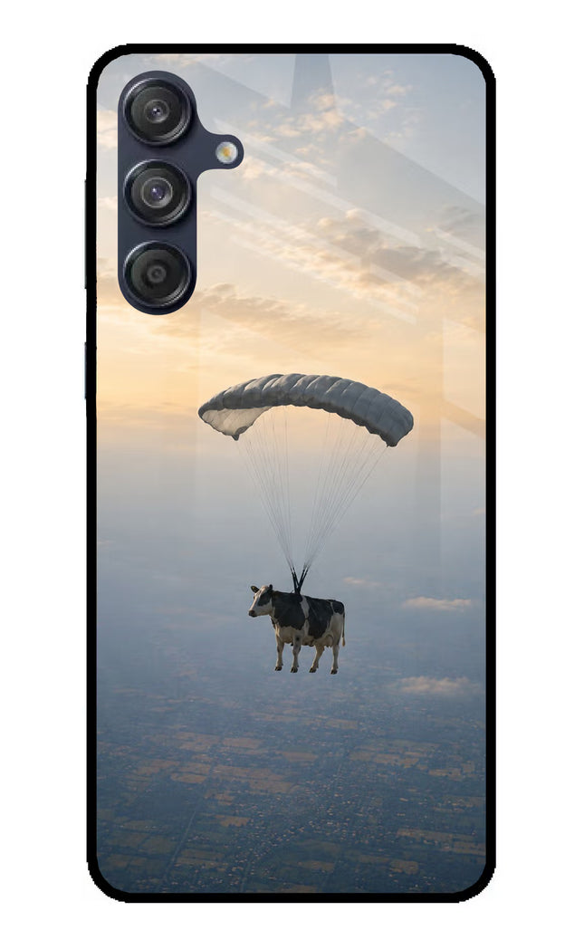 Skydiving Cow Samsung M55 5G Glass Case