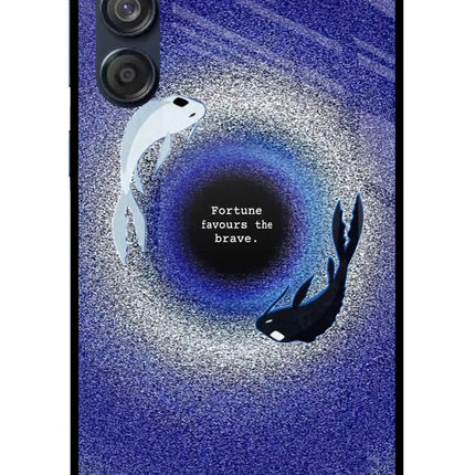 Dark Koi Samsung M55 5G Glass Case Back Cover by Casekaro