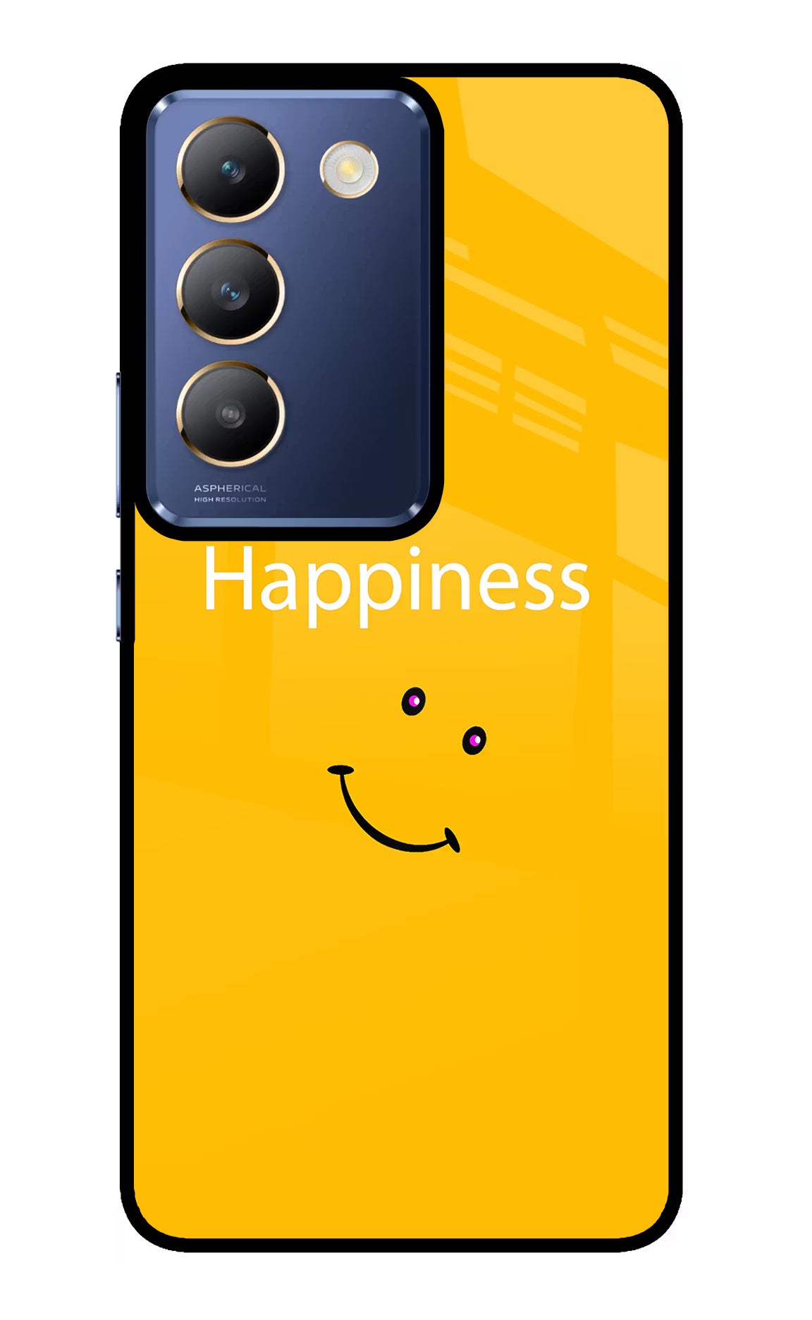 Happiness With Smiley Vivo Y200E 5G/T3 5G Glass Case Back Cover by Casekaro