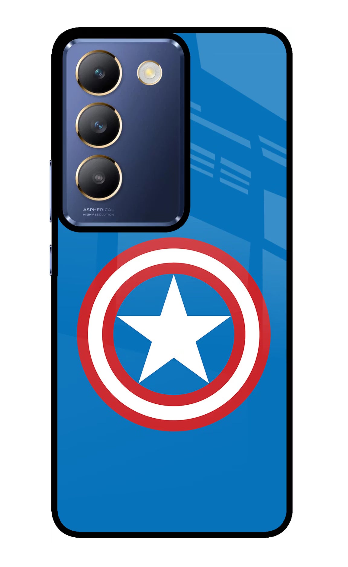Captain America Logo Vivo Y200E 5G/T3 5G Glass Case Back Cover by Casekaro