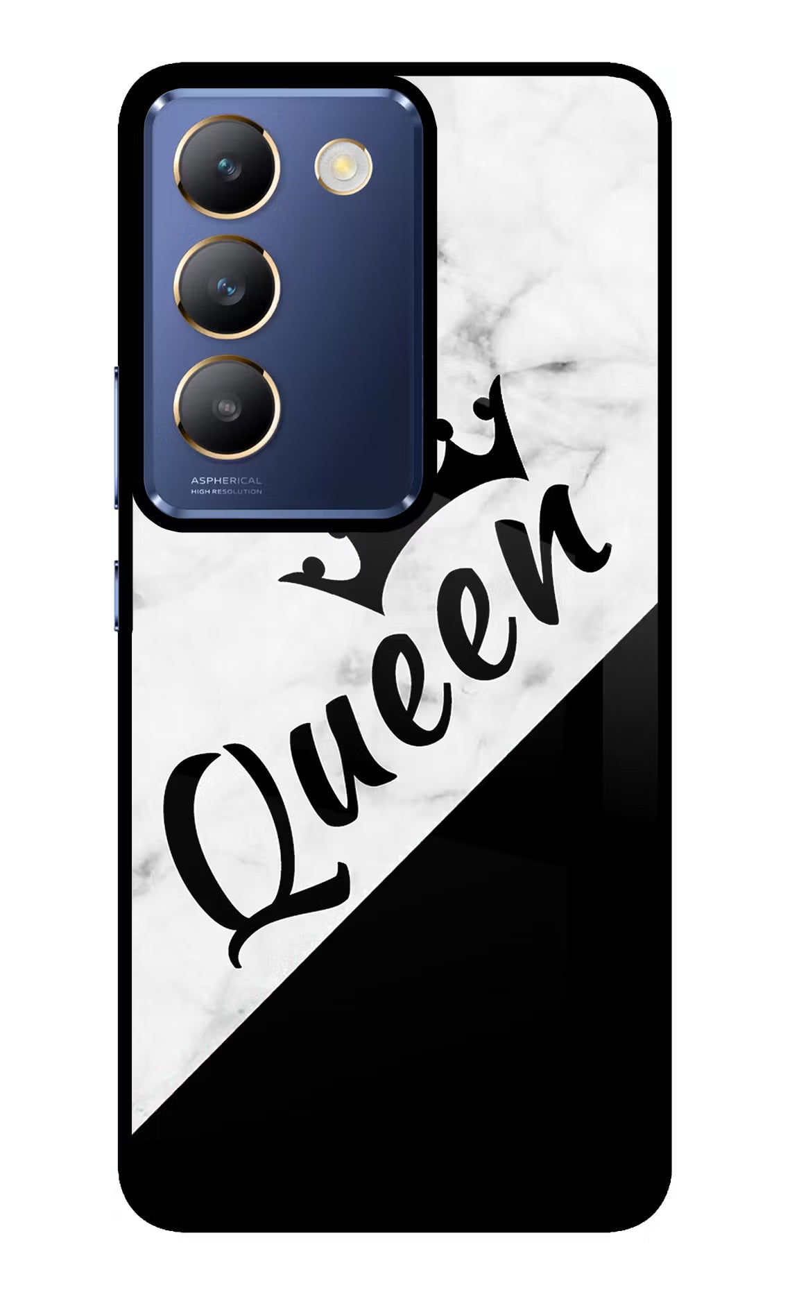 Queen Vivo Y200E 5G/T3 5G Glass Case Back Cover by Casekaro
