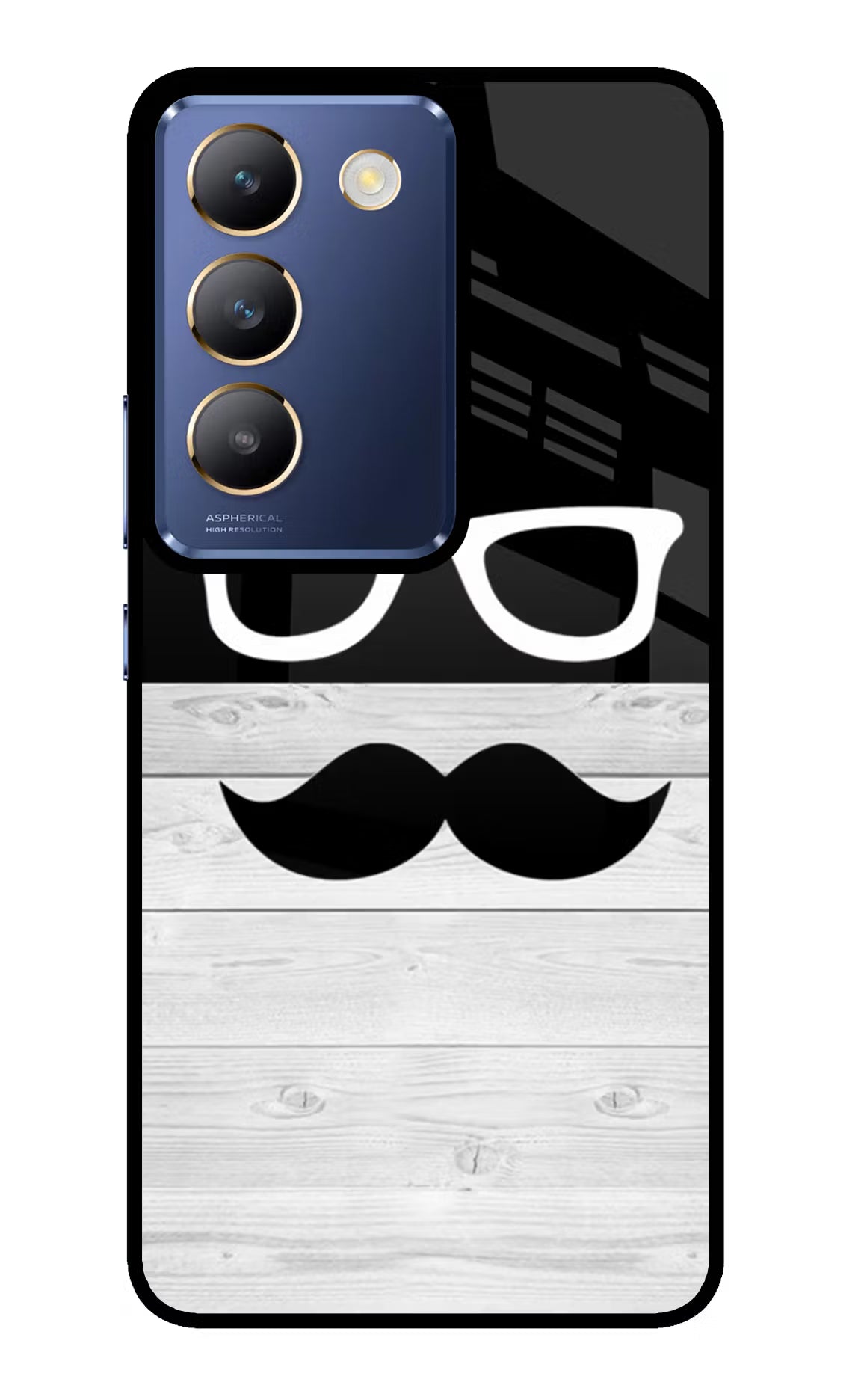 Mustache Vivo Y200E 5G/T3 5G Glass Case Back Cover by Casekaro
