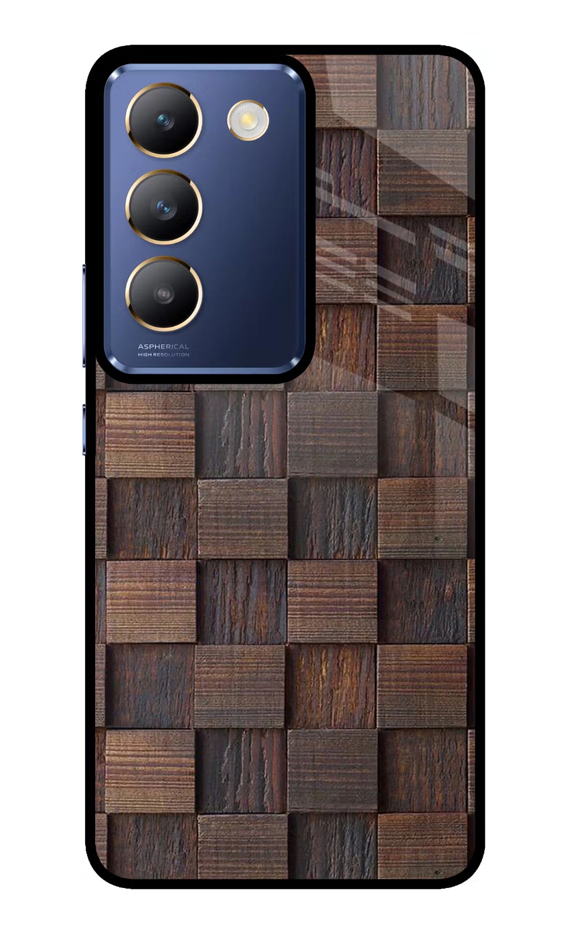 Wooden Cube Design Vivo Y200E 5G/T3 5G Glass Case