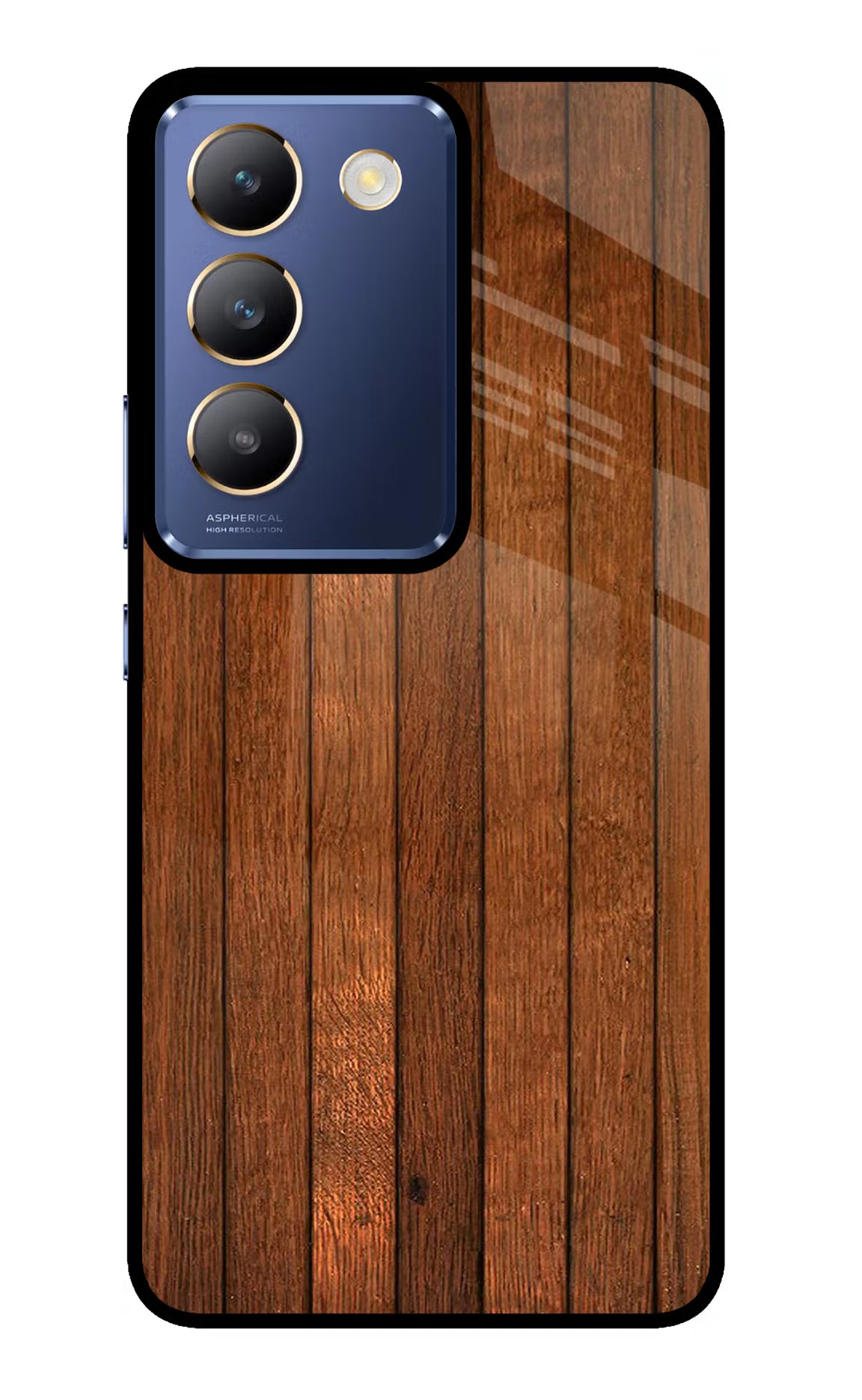 Wooden Artwork Bands Vivo Y200E 5G/T3 5G Glass Case Back Cover by Casekaro