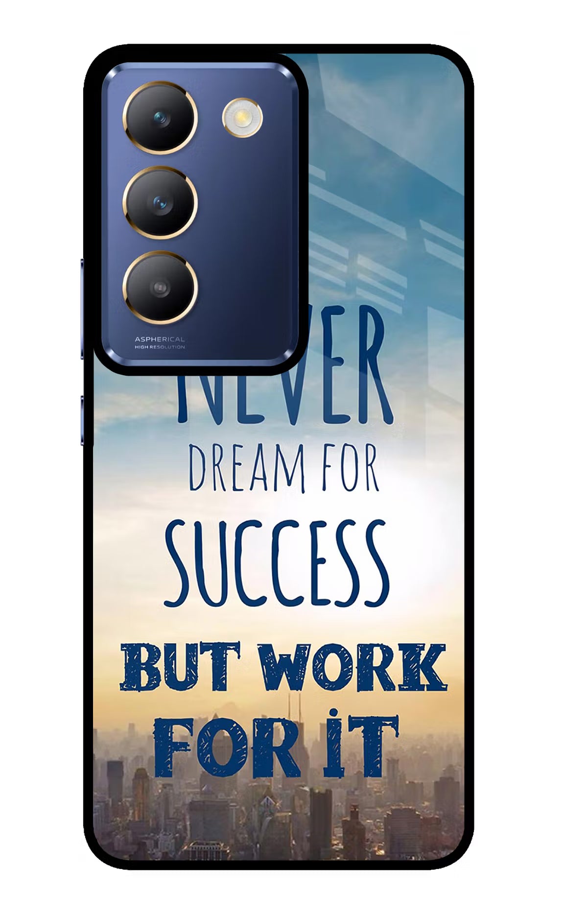 Never Dream For Success But Work For It Vivo Y200E 5G/T3 5G Glass Case Back Cover by Casekaro