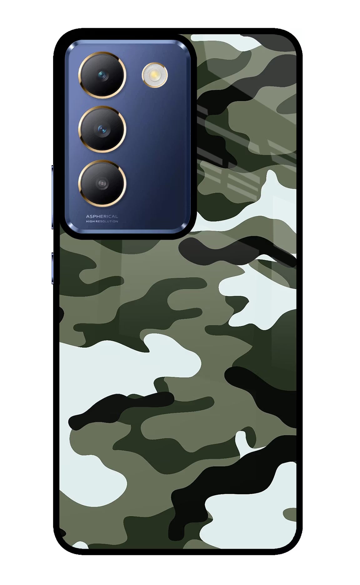 Camouflage Vivo Y200E 5G/T3 5G Glass Case Back Cover by Casekaro