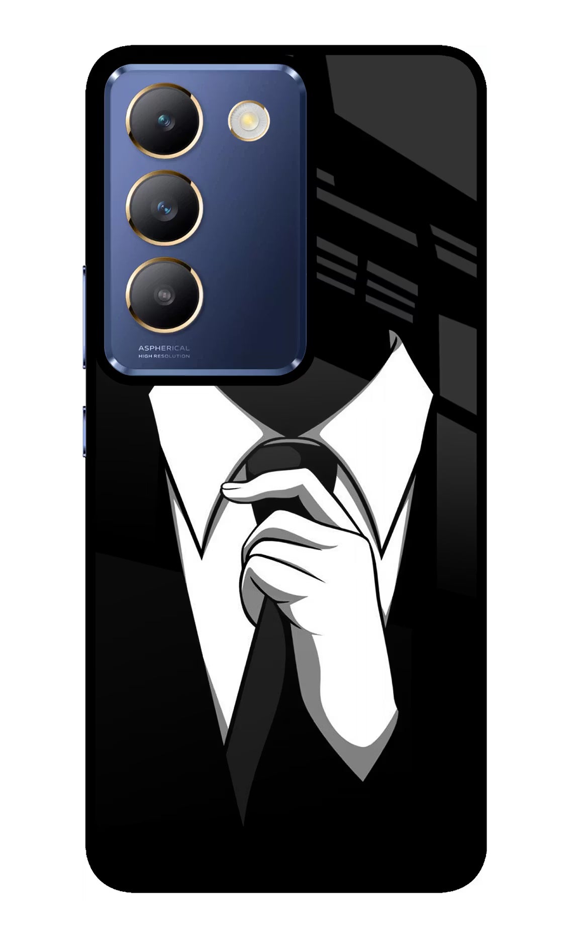 Black Tie Vivo Y200E 5G/T3 5G Glass Case Back Cover by Casekaro