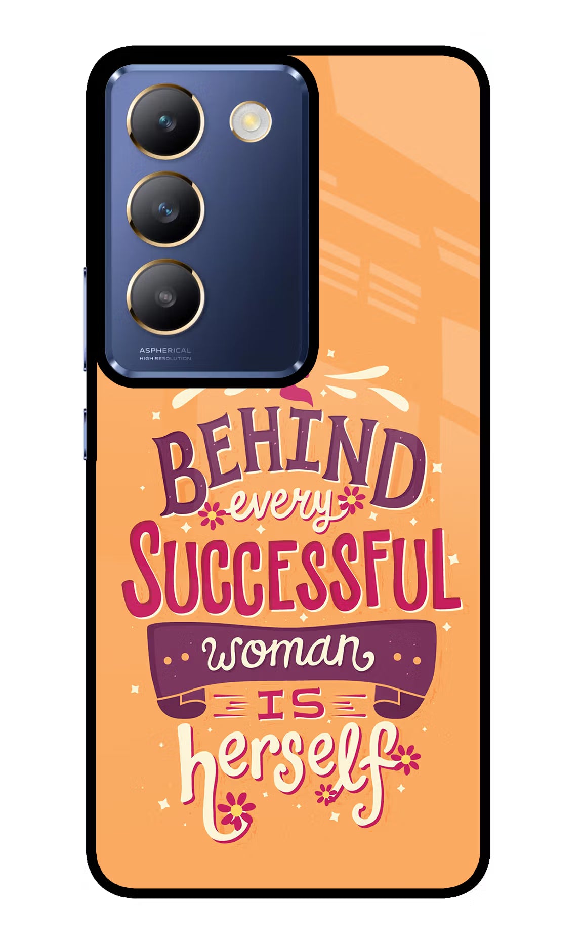Behind Every Successful Woman There Is Herself Vivo Y200E 5G/T3 5G Glass Case Back Cover by Casekaro
