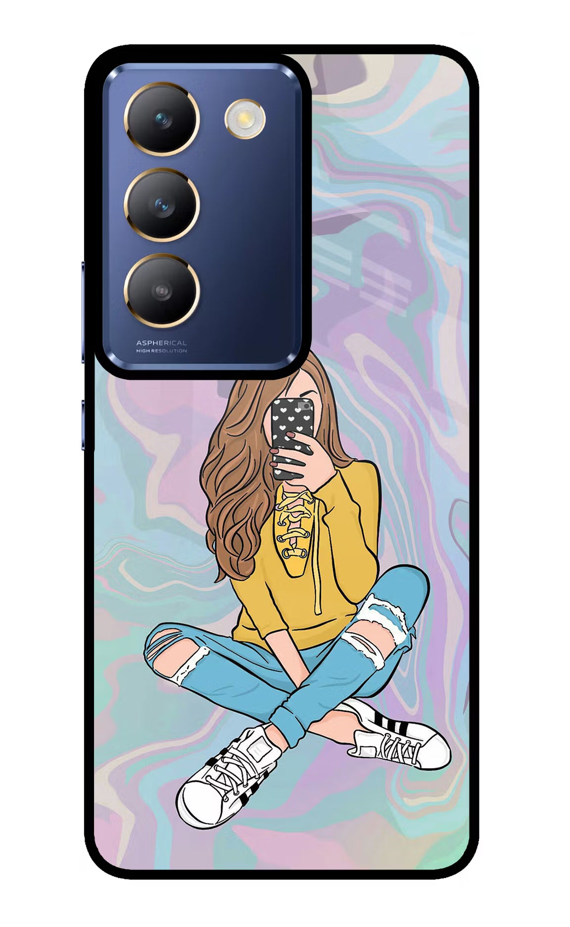 Selfie Girl Vivo Y200E 5G/T3 5G Glass Case Back Cover by Casekaro