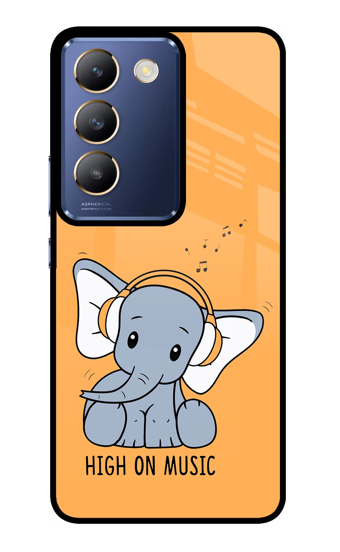 High On Music Vivo Y200E 5G/T3 5G Glass Case Back Cover by Casekaro