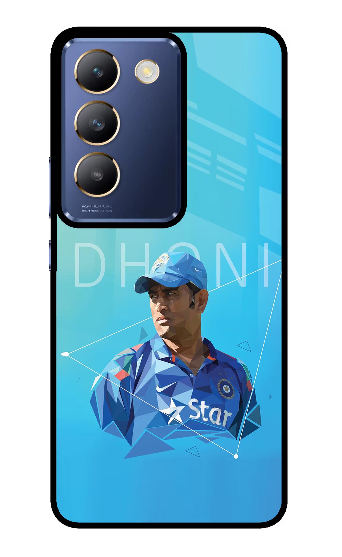 Dhoni Artwork Vivo Y200E 5G/T3 5G Glass Case Back Cover by Casekaro