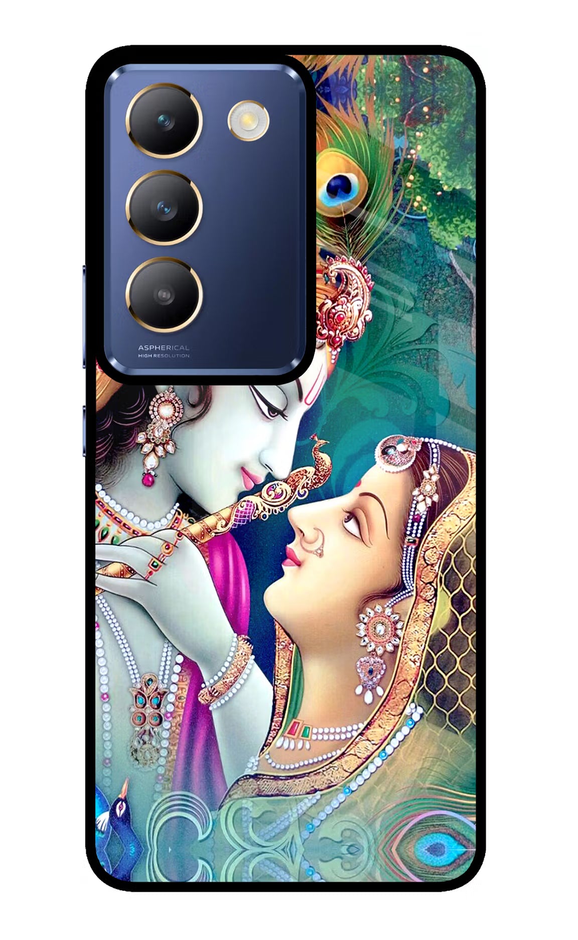 Lord Radha Krishna Vivo Y200E 5G/T3 5G Glass Case Back Cover by Casekaro