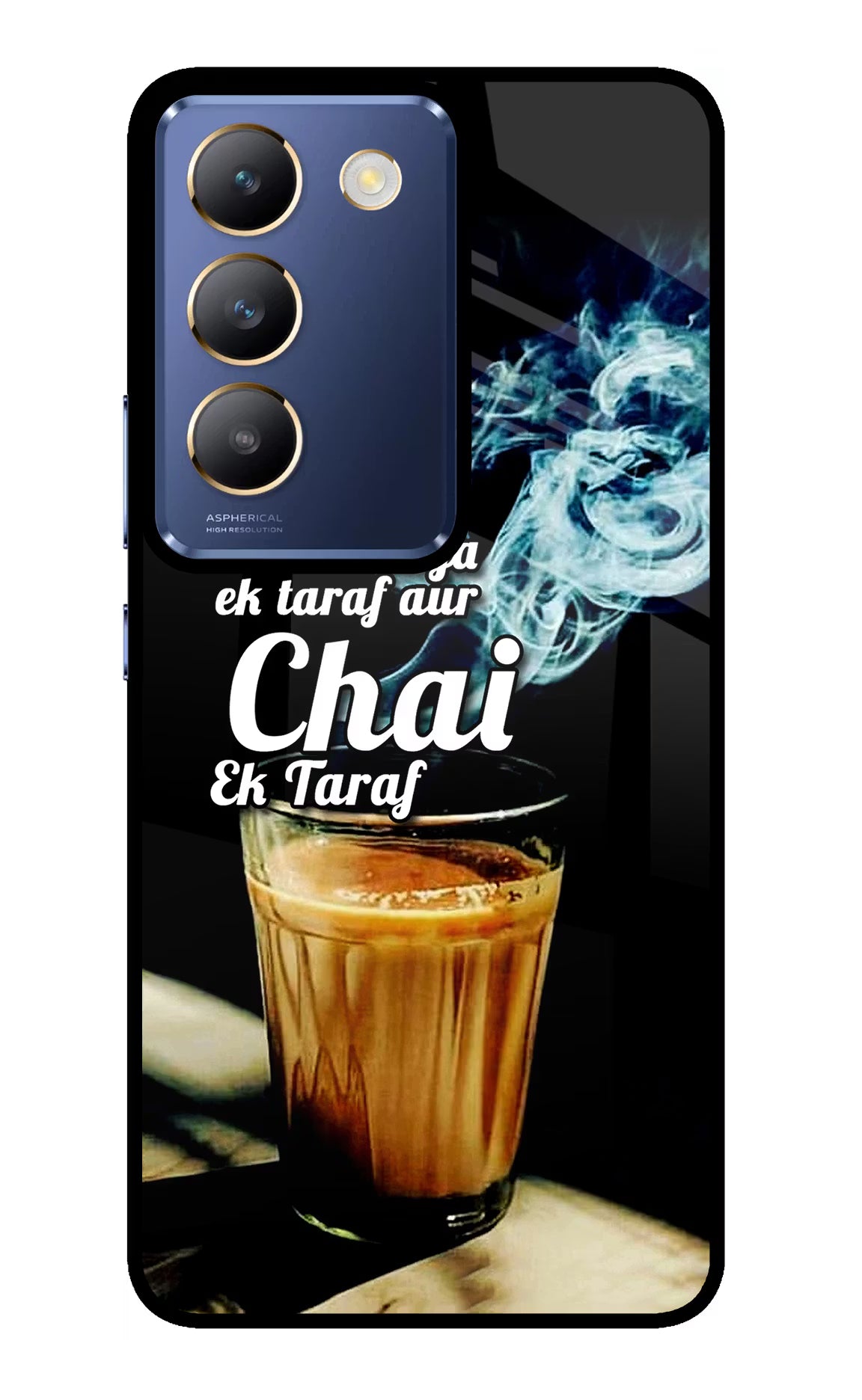 Chai Ek Taraf Quote Vivo Y200E 5G/T3 5G Glass Case Back Cover by Casekaro