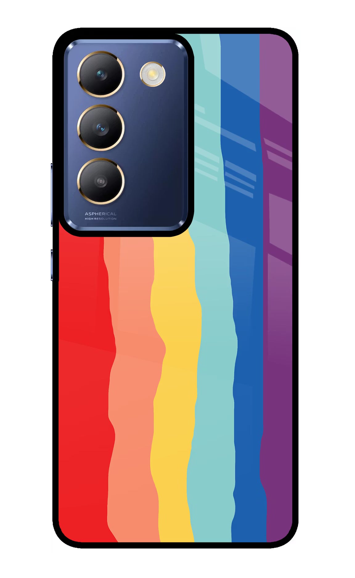Rainbow Vivo Y200E 5G/T3 5G Glass Case Back Cover by Casekaro