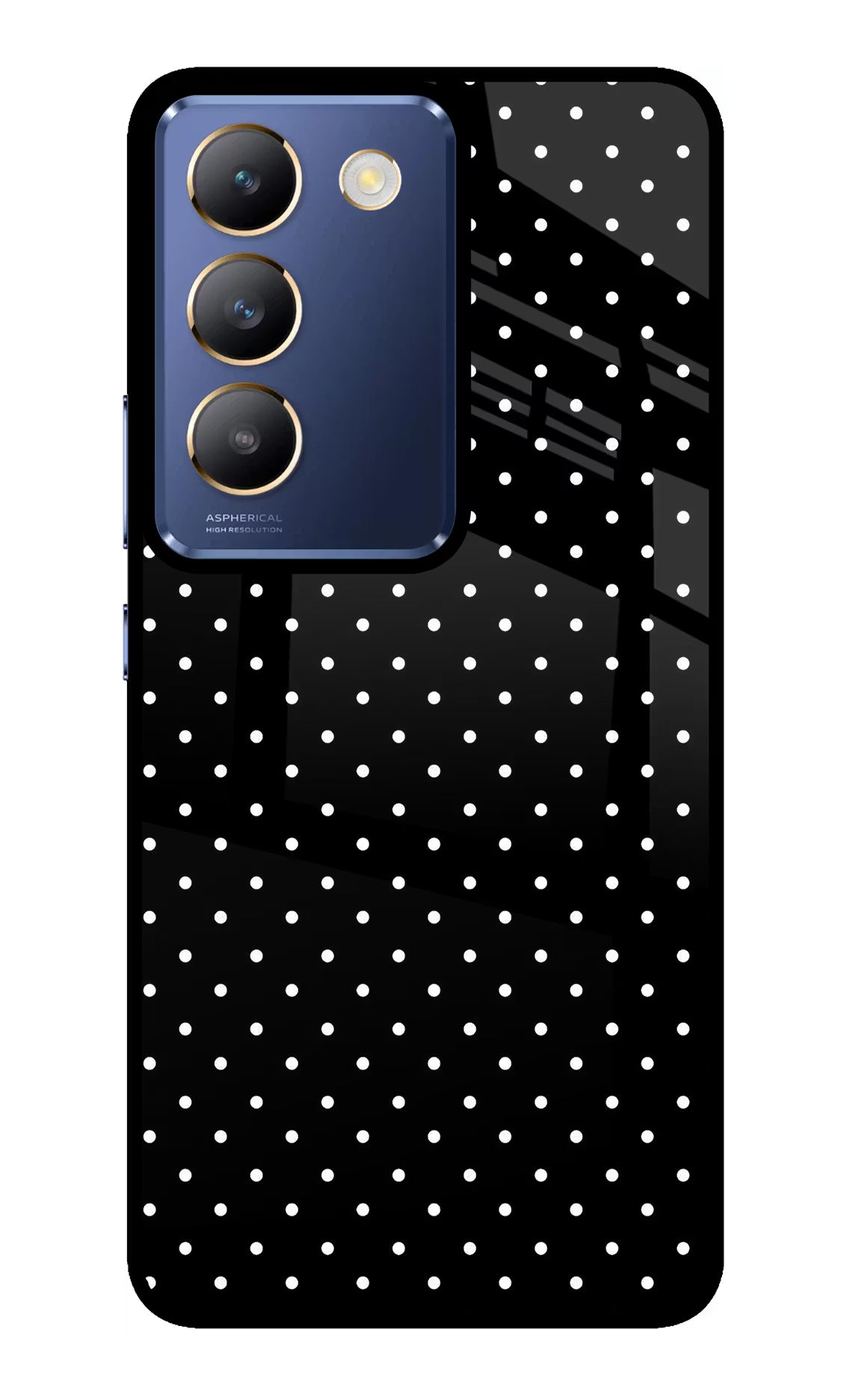 White Dots Vivo Y200E 5G/T3 5G Glass Case Back Cover by Casekaro