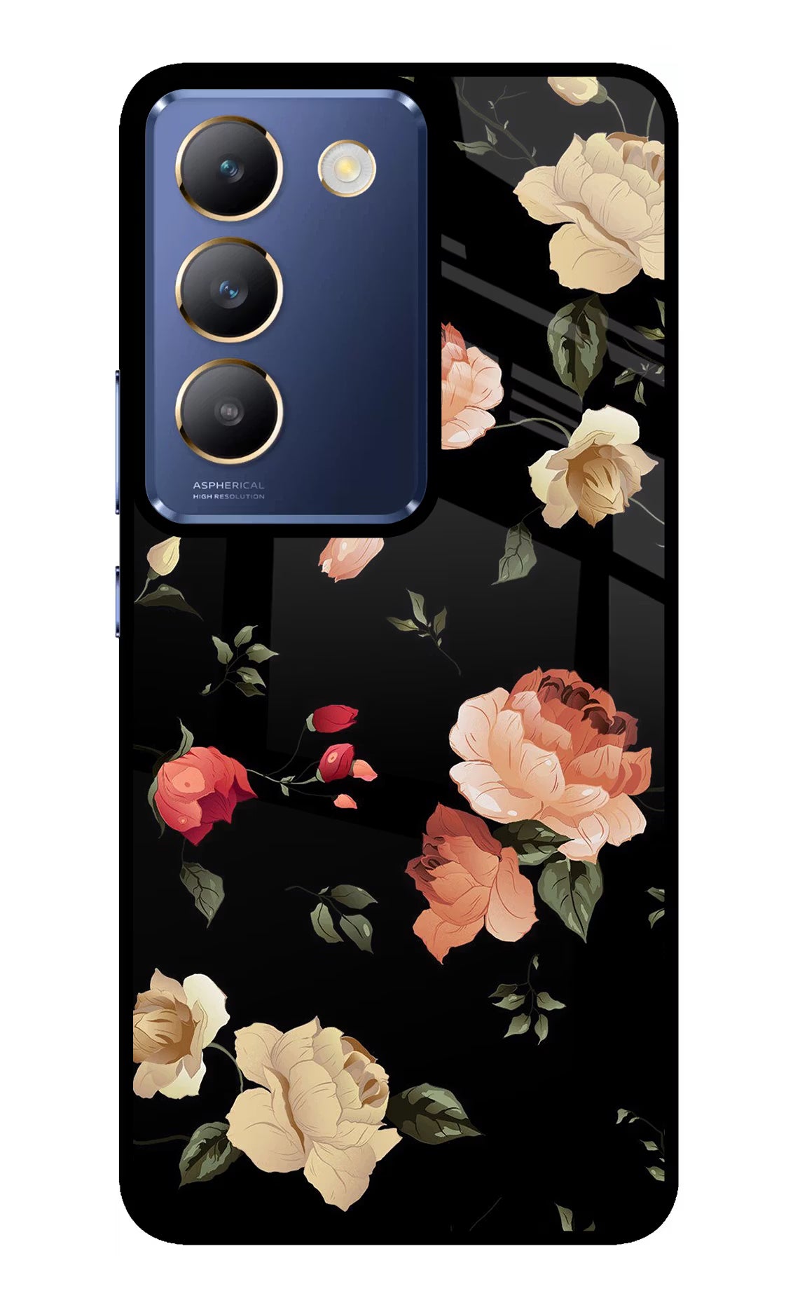 Flowers Vivo Y200E 5G/T3 5G Glass Case Back Cover by Casekaro