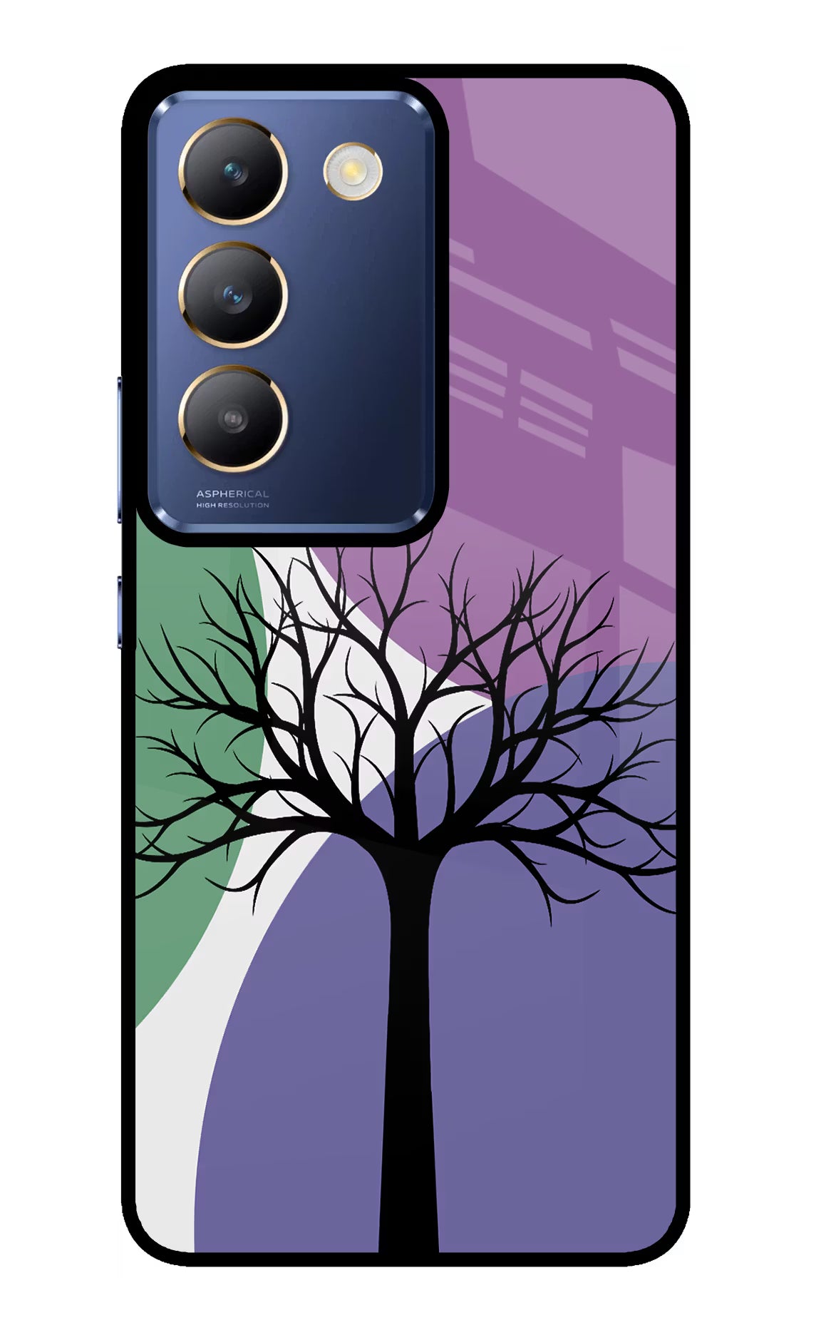 Tree Art Vivo Y200E 5G/T3 5G Glass Case Back Cover by Casekaro