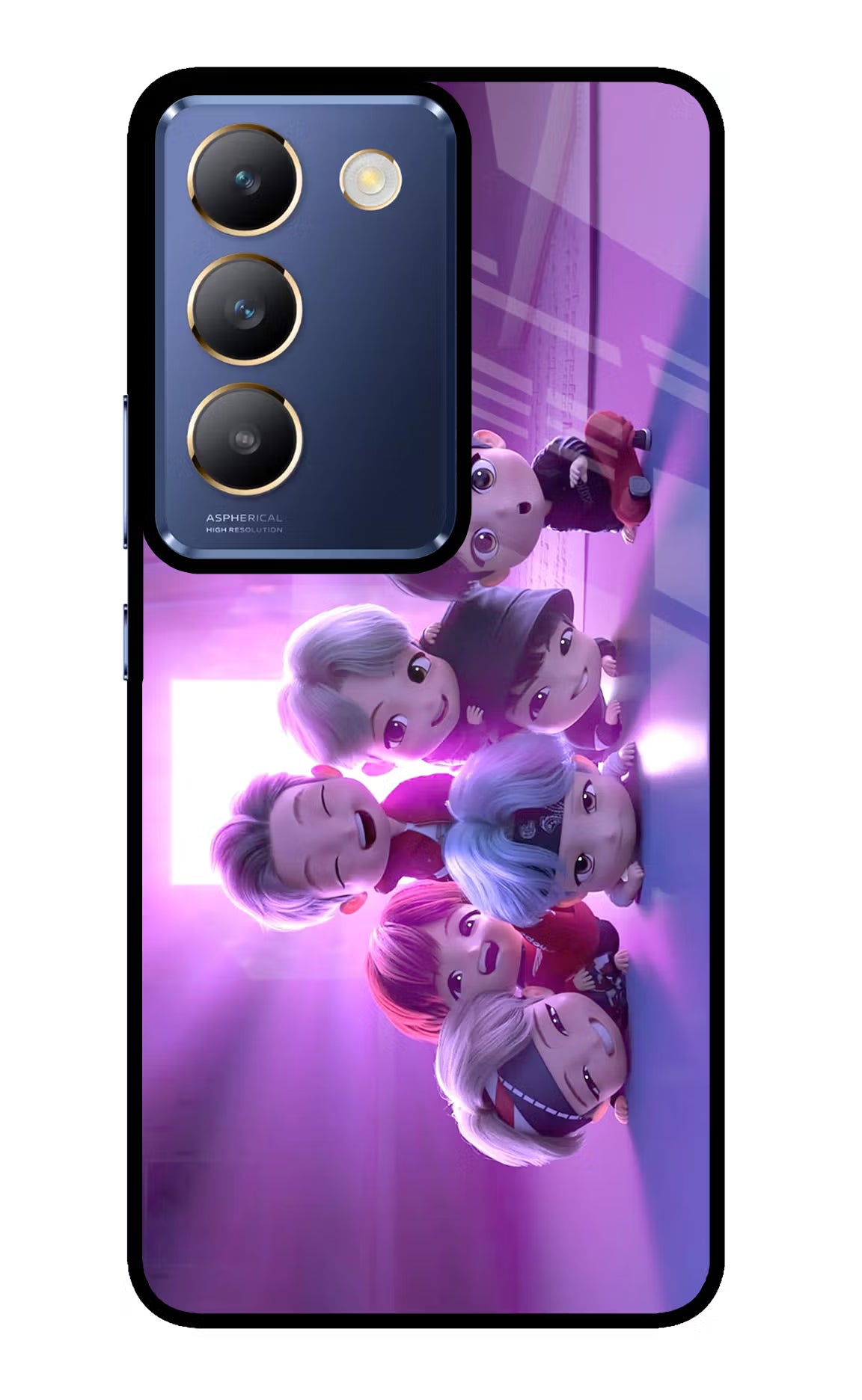BTS Chibi Vivo Y200E 5G/T3 5G Glass Case Back Cover by Casekaro