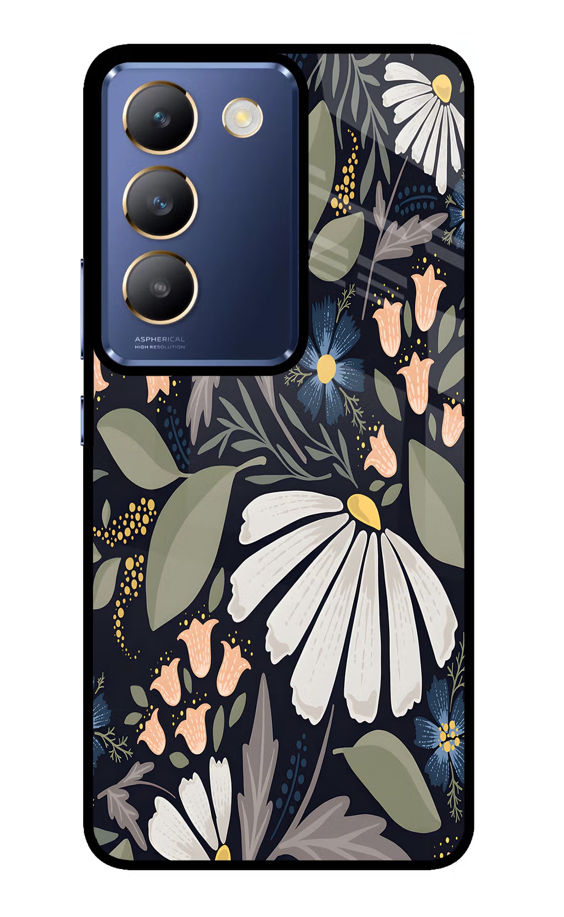 Flowers Art Vivo Y200E 5G/T3 5G Glass Case Back Cover by Casekaro