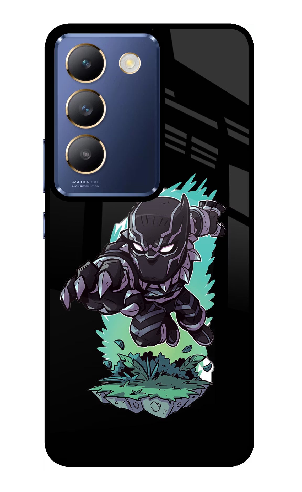 Black Panther Vivo Y200E 5G/T3 5G Glass Case Back Cover by Casekaro