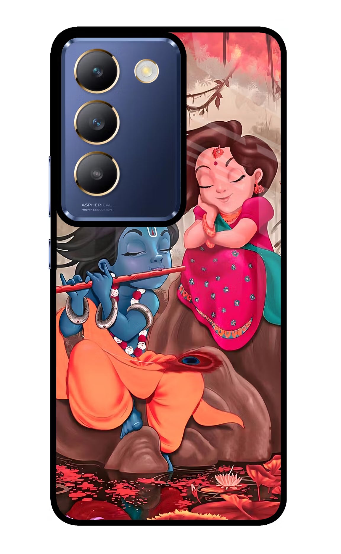 Radhe Krishna Vivo Y200E 5G/T3 5G Glass Case Back Cover by Casekaro