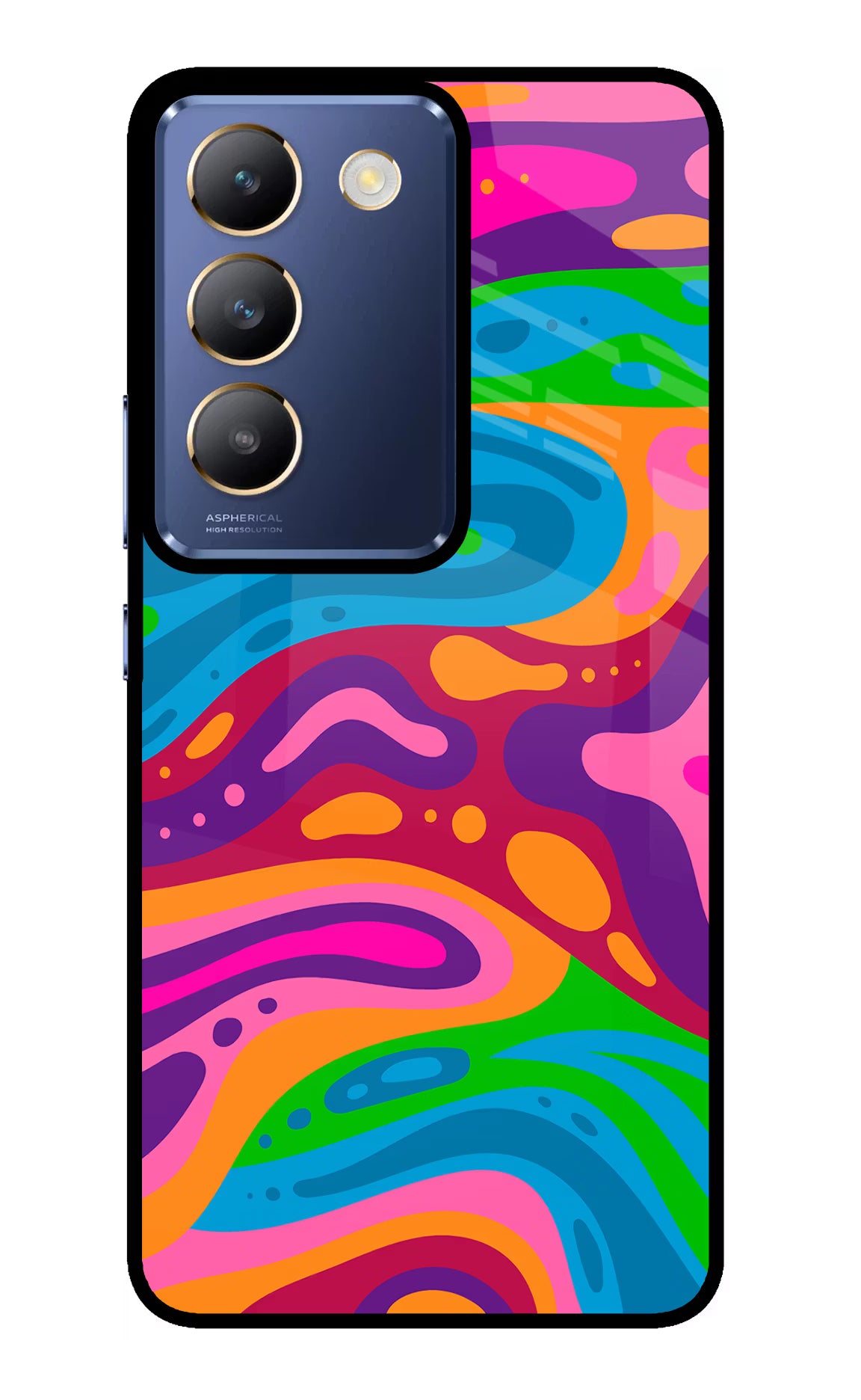 Trippy Pattern Vivo Y200E 5G/T3 5G Glass Case Back Cover by Casekaro