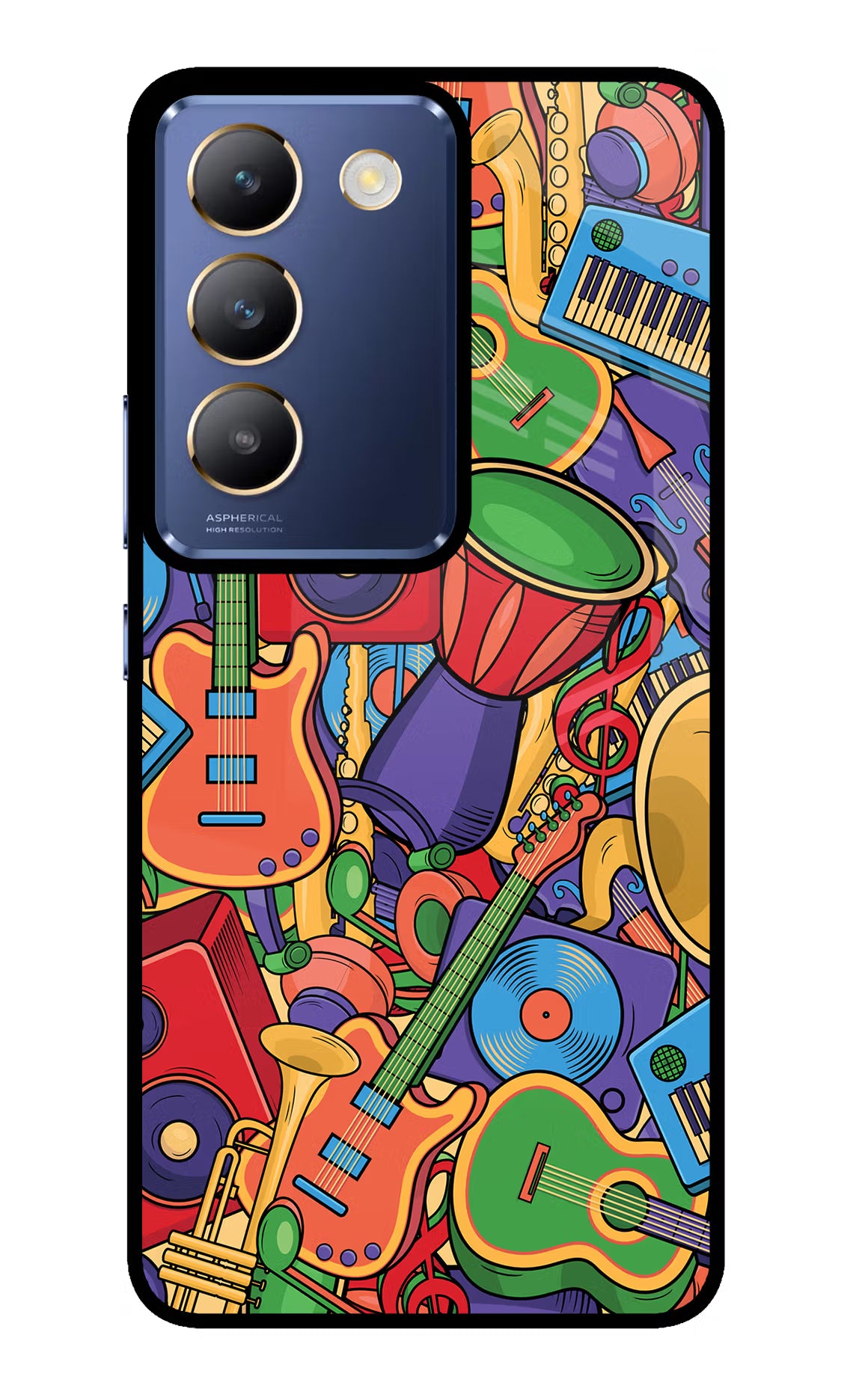 Music Instrument Doodle Vivo Y200E 5G/T3 5G Glass Case Back Cover by Casekaro