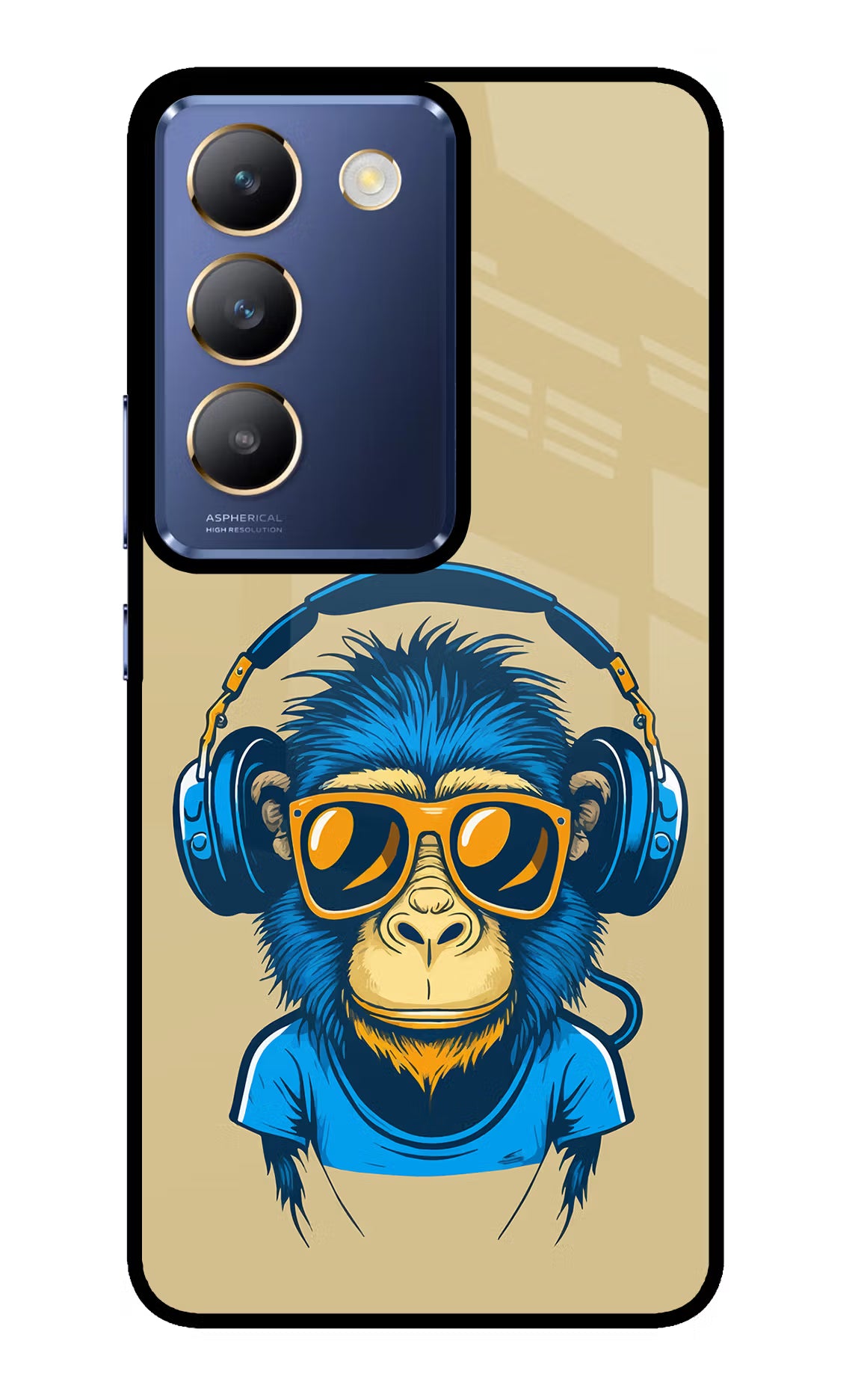 Monkey Headphone Vivo Y200E 5G/T3 5G Glass Case Back Cover by Casekaro
