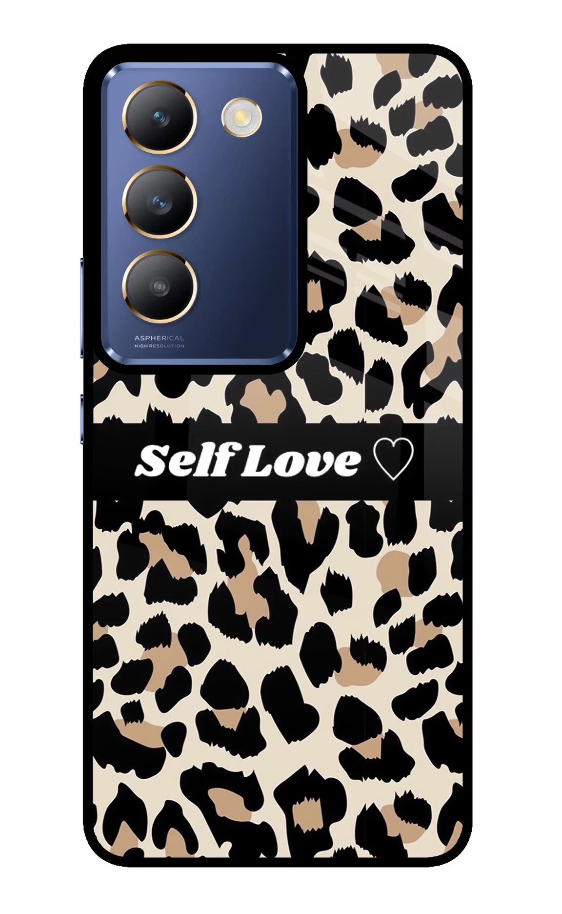 Leopard Print Self Love Vivo Y200E 5G/T3 5G Glass Case Back Cover by Casekaro