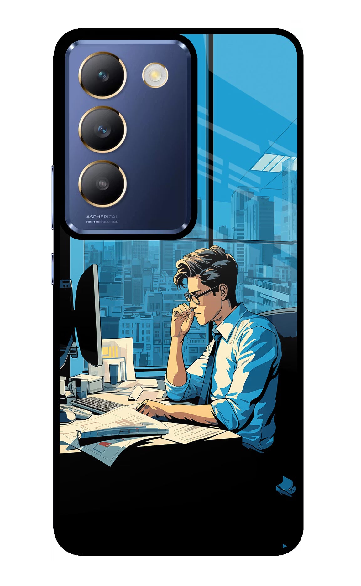 Focused Hustler (AI Generated) Vivo Y200E 5G/T3 5G Glass Case Back Cover by Casekaro