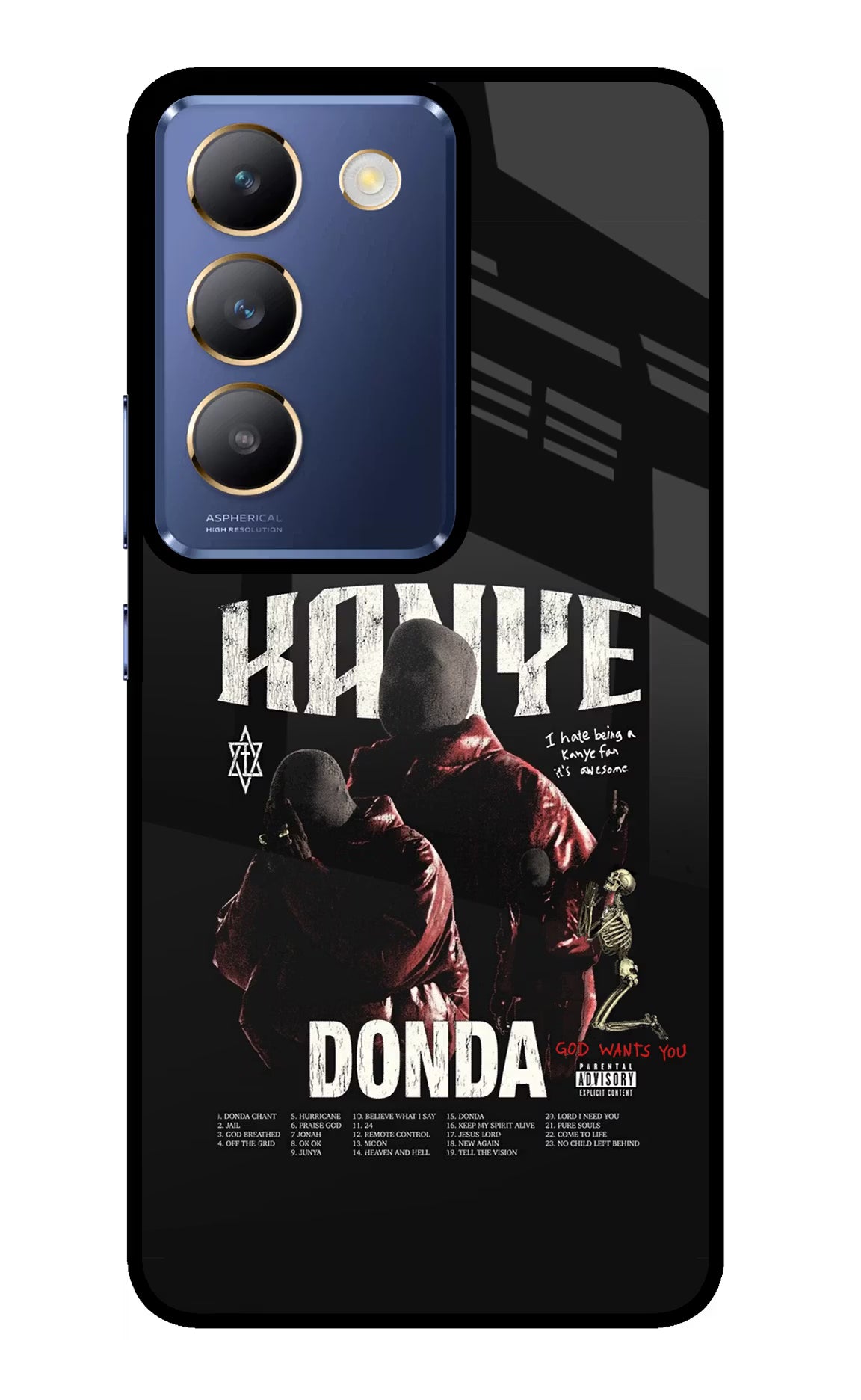 Donda Kanye West Vivo Y200E 5G/T3 5G Glass Case Back Cover by Casekaro