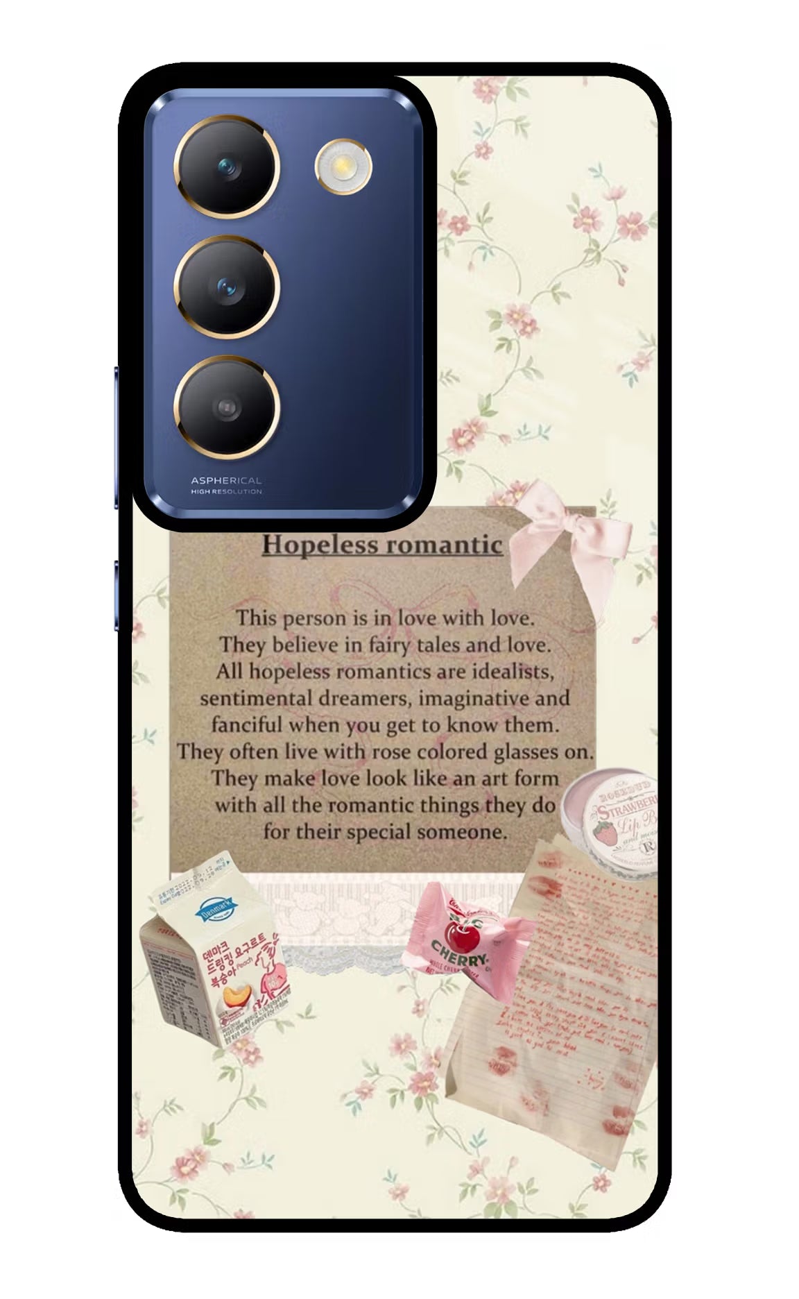 Hopeless Romantic Vivo Y200E 5G/T3 5G Glass Case Back Cover by Casekaro