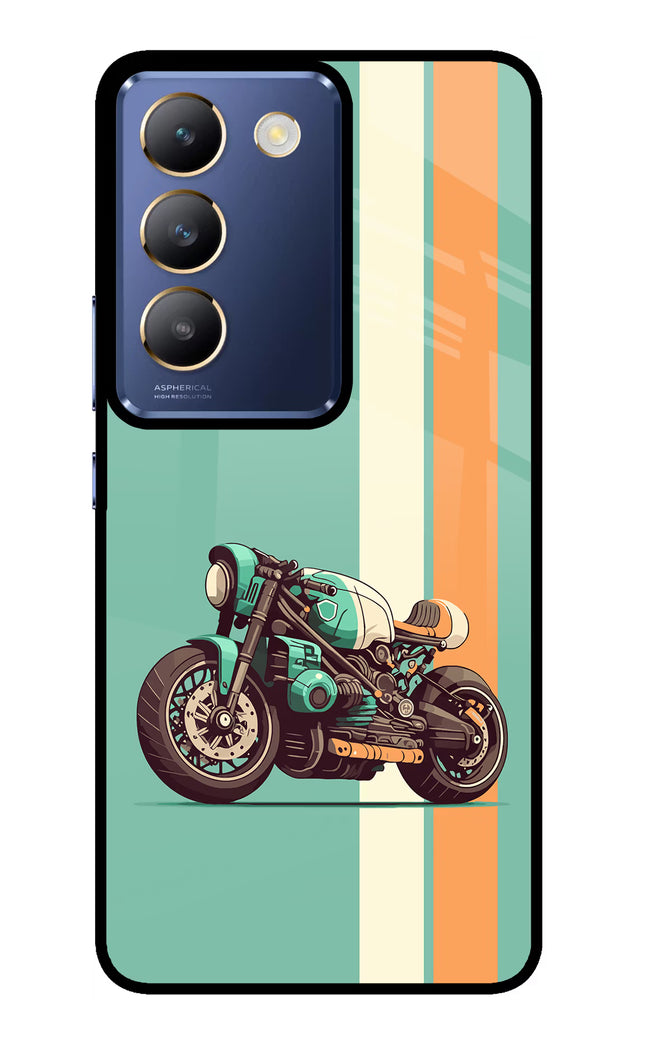 Striped Moto Drift Vivo Y200E 5G/T3 5G Glass Case