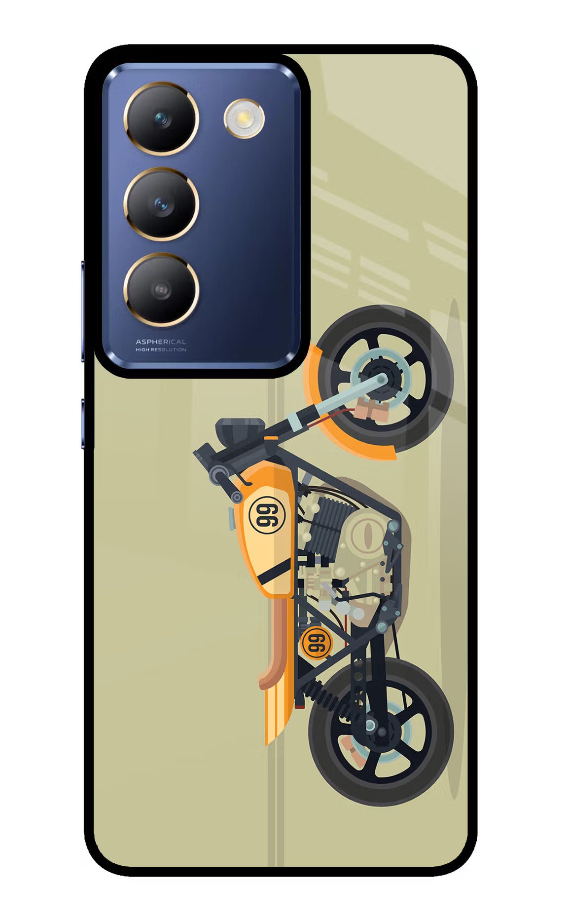 Vertical Speedster Vivo Y200E 5G/T3 5G Glass Case Back Cover by Casekaro