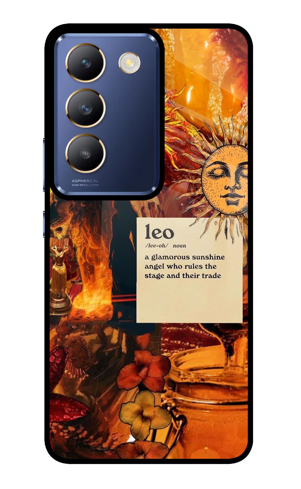 Leo Zodiac Vivo Y200E 5G/T3 5G Glass Case Back Cover by Casekaro