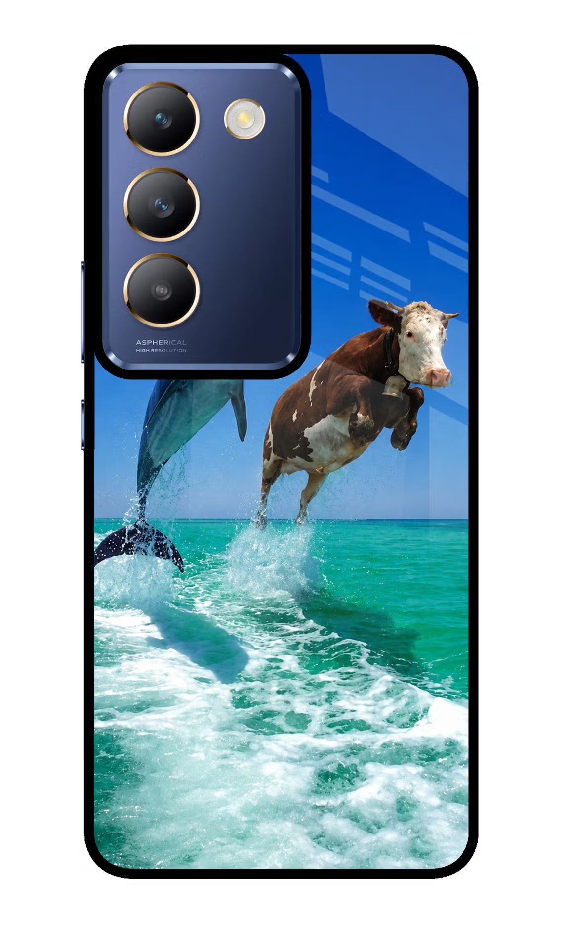 Dolphin vs Cow Vivo Y200E 5G/T3 5G Glass Case