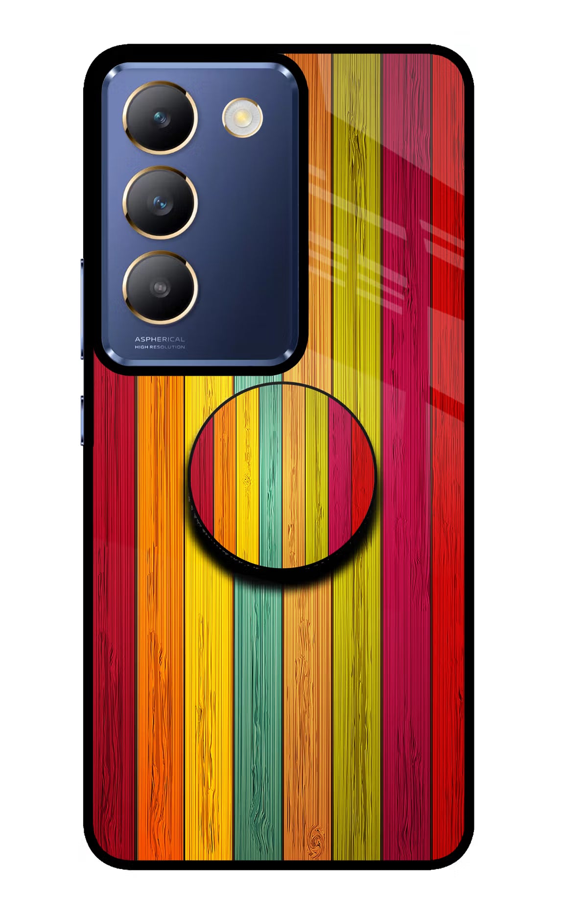 Multicolor Wooden Vivo Y200E 5G/T3 5G Pop Case by Casekaro