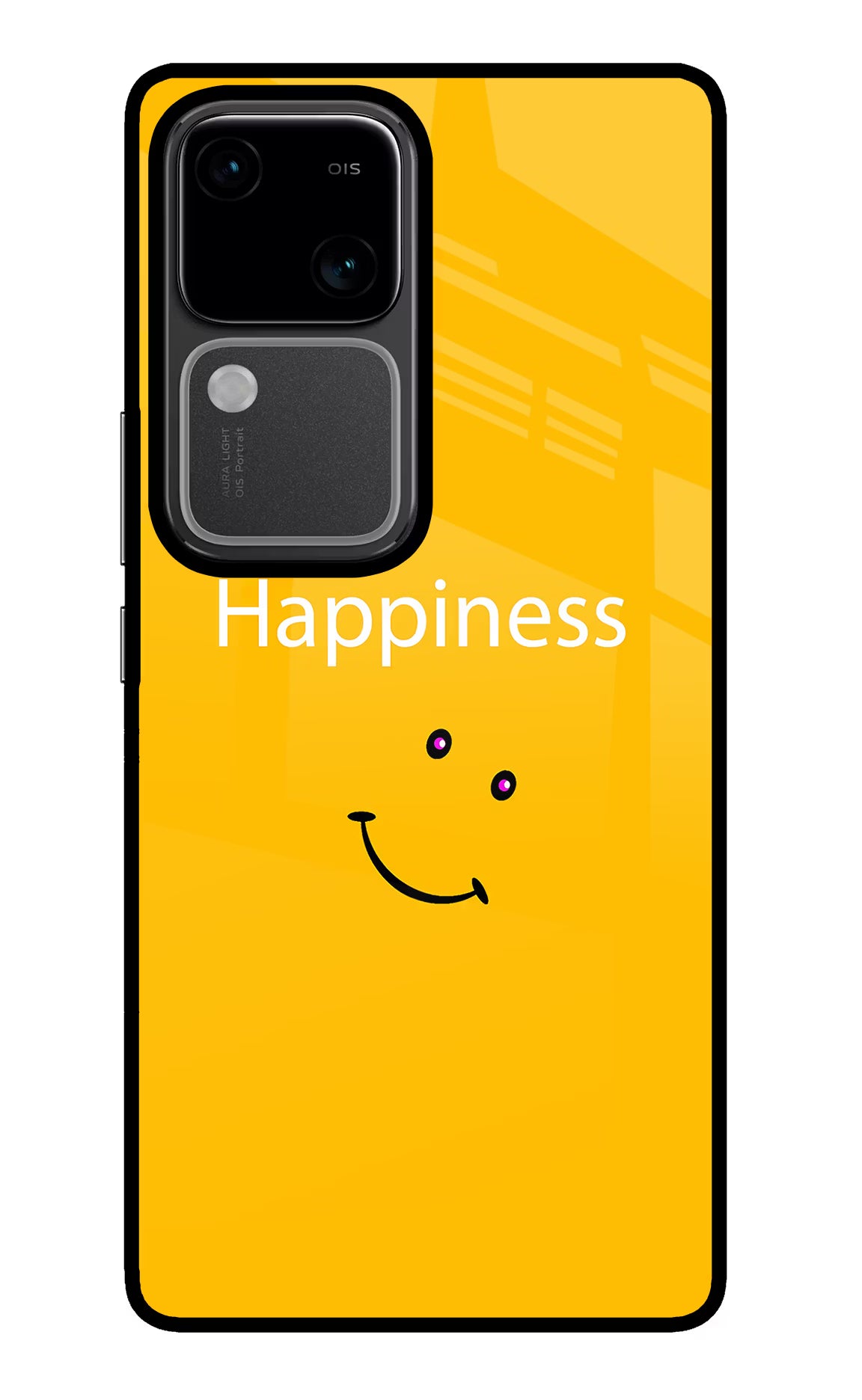 Happiness With Smiley Vivo V30 5G Glass Case Back Cover by Casekaro