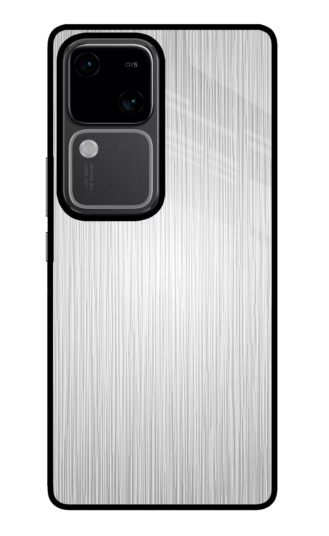 Wooden Grey Texture Vivo V30 5G Glass Case Back Cover by Casekaro
