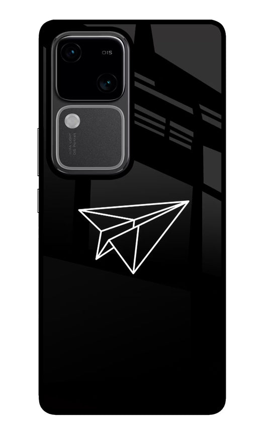 Paper Plane White Vivo V30 5G Glass Case