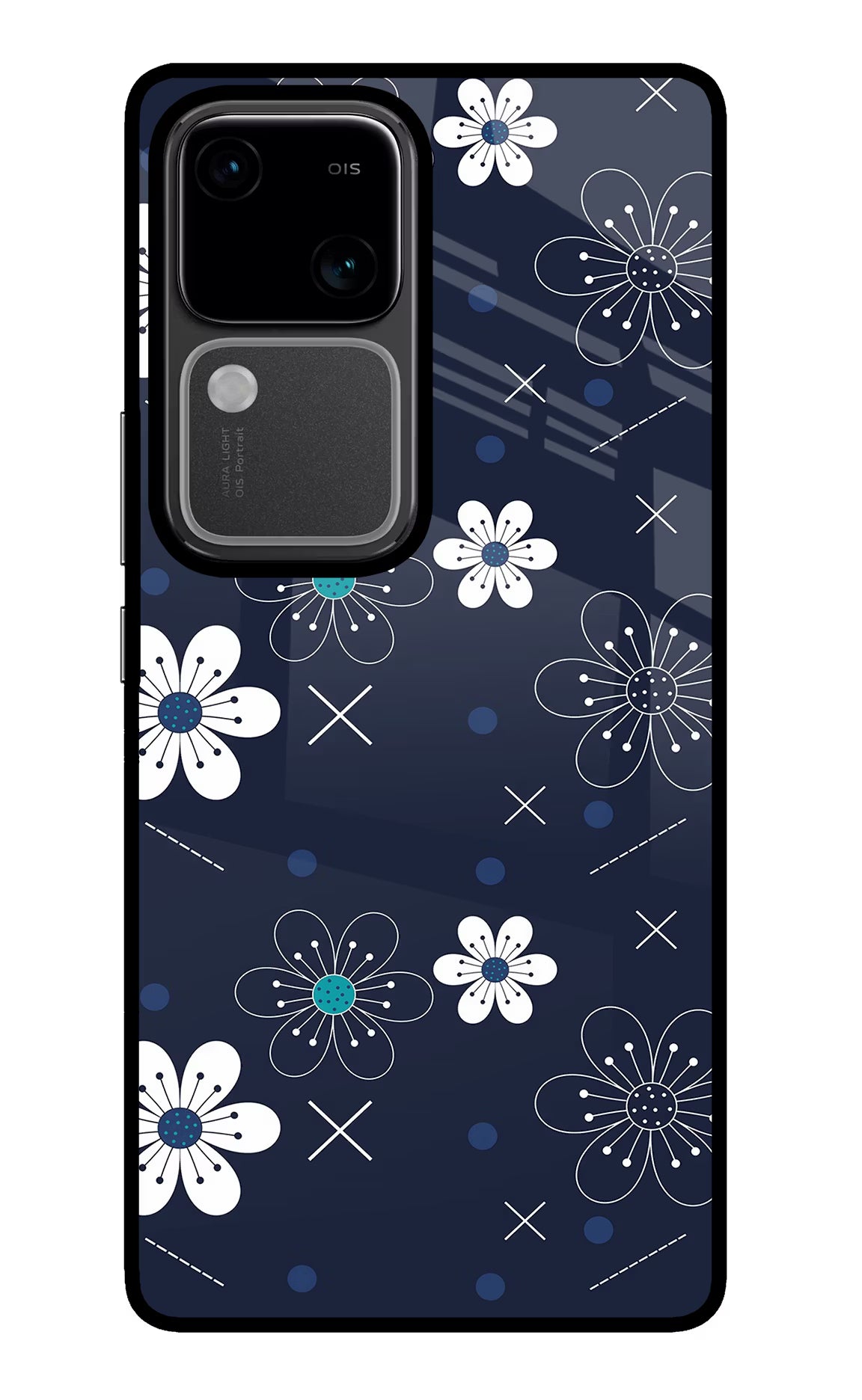 Flowers Vivo V30 5G Glass Case Back Cover by Casekaro