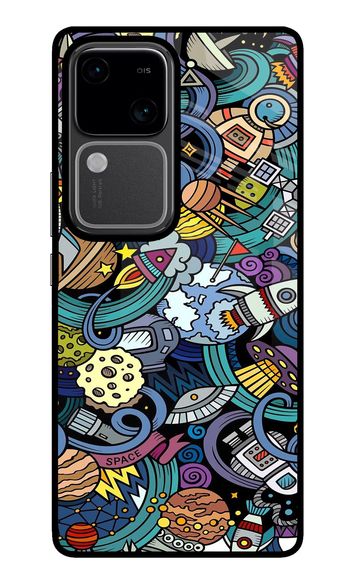 Space Abstract Vivo V30 5G Glass Case Back Cover by Casekaro