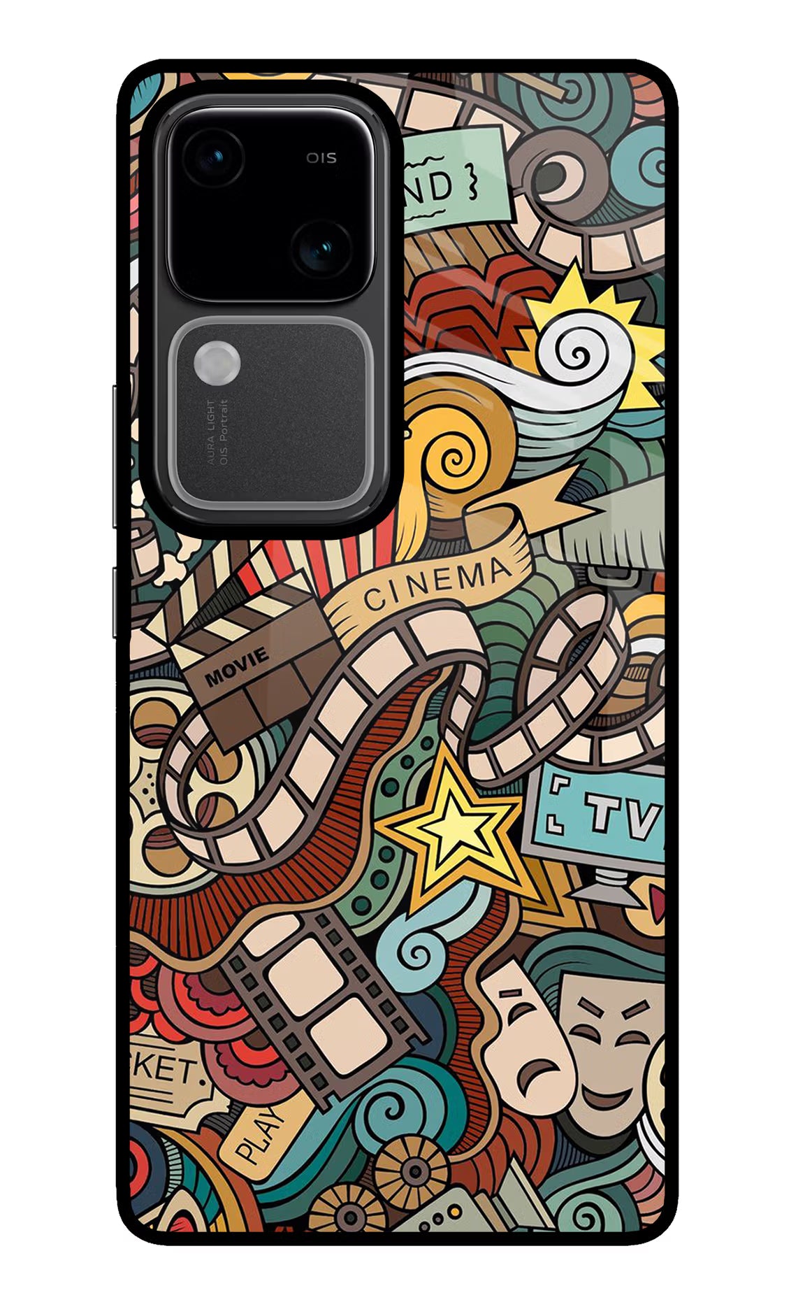 Cinema Abstract Vivo V30 5G Glass Case Back Cover by Casekaro